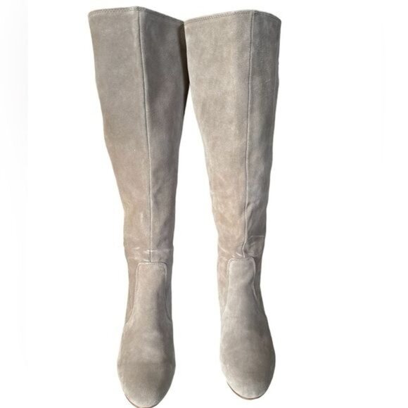 Steve Madden Haydun Block Heel Tall Boots, Taupe Suede Size 10 EUC - Picture 3 of 12